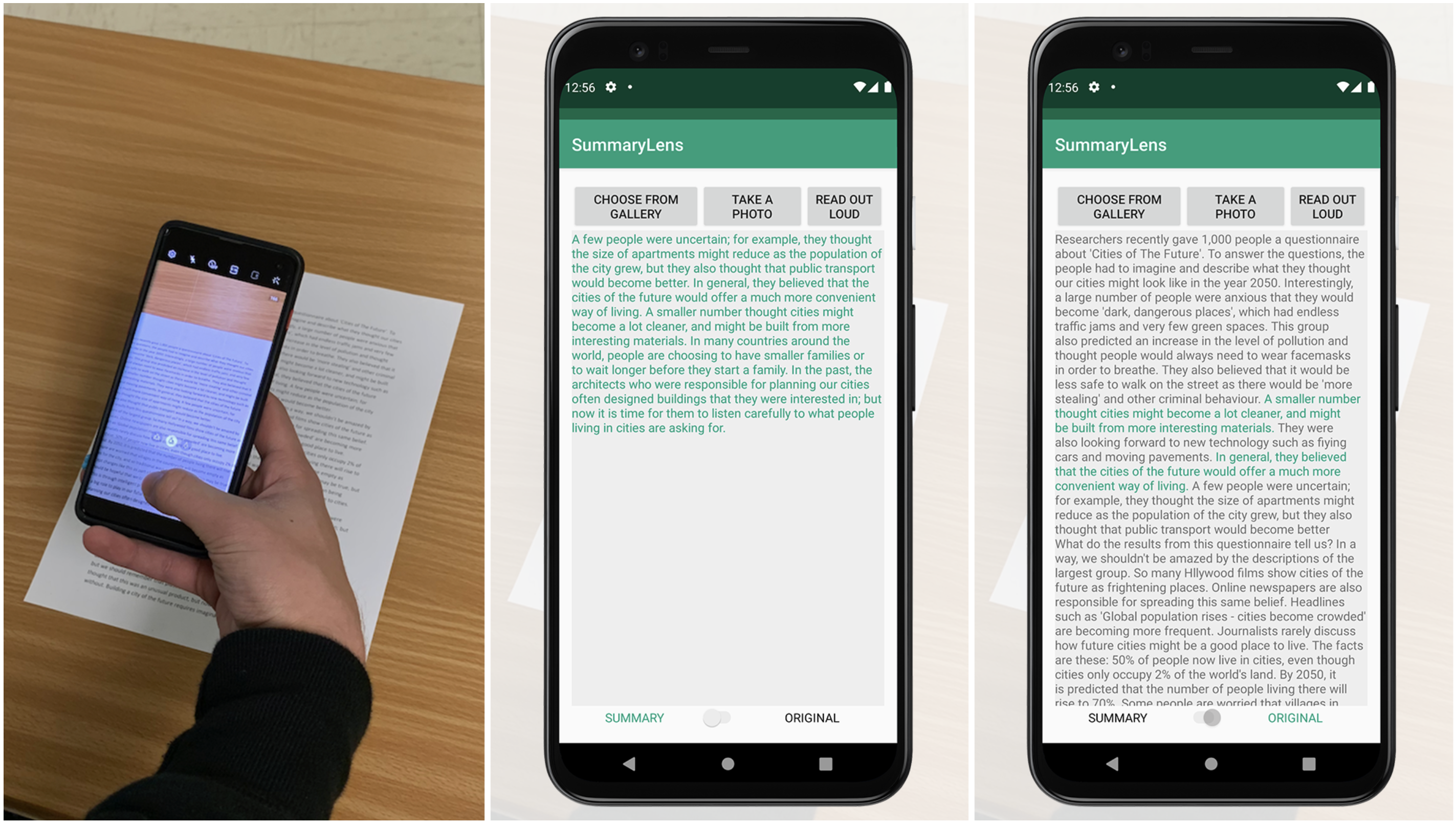 SummaryLens - A Smartphone App for Exploring Interactive Use of Automated Text Summarization in Everyday Life teaser